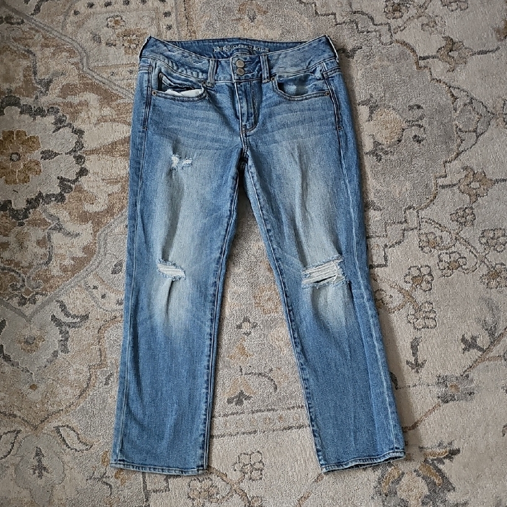 American Eagle Outfitters Artist Crop Stretch Distressed Women's Jeans Size 4